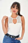 Beyaz Kolsuz Dantel Detatlı Bluz BCBSK-25700-T4011-1060