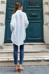 Beyaz Oversize Uzun Kollu Gömlek BCBSK-25700-3527