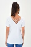 Beyaz Sırtı Çapraz V Yaka T-Shirt BCBSK-25700-T4011-1050