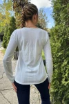 Beyaz V Yaka Yumuşak Dokulu Bluz BCBSK-25700-3687