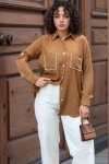 Camel Cebi Taş Detaylı Uzun Kollu Gömlek BCBSK-25700-3594