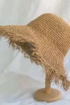 Camel El Örgüsü Saçaklı Hasır Şapka BCNSV-2514552