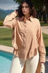 Camel Eteği Fırfırlı Vual Salaş Gömlek BCBSK-25700-3570