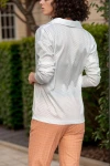 Ekru Kendinden Dokulu Polo Yaka Bluz BCBSK-25700-2821