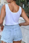 Ekru Önü Pullu Askılı Salaş Crop Bluz BCBSK-25700-3643