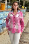 Fuşya Kapüşonlu Oversize Uzun Kollu Gömlek BCBSK-25700-3667