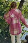 Fuşya Oversize Yumuşak Dokulu Kaşe Cepli Gömlek BCBSK-25700-3539
