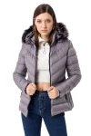 Gri Kapüşonu Kürklü Şişme Mont BCBSK-25700-K7583