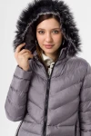 Gri Kapüşonu Kürklü Şişme Mont BCBSK-25700-K7583