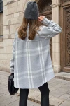 Gri Oversize Yumuşak Dokulu Kaşe Cepli Gömlek BCBSK-25700-3539