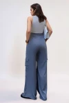 Gri Yanı Cepli Beli Lastikli Bol Paça Salaş Pantolon BCBSK-25700-3600