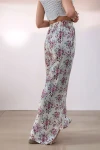 Gül Kurusu Beli Lastikli Cepli Desenli Bol Kesim Pantolon BCBSK-25700-3644