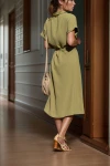 Haki Cepli Kemerli Safari Airobin Elbise BCBSK-25700-K4045