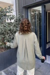 Haki Düğmeli Oversize Uzun Kollu Gömlek BCBSK-25700-3329