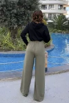 Haki Yüksek Bel Beli Lastikli  Pantolon BCBSK-25700-3465