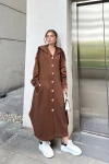 Kahve Kapüşonlu Oversize Elbise BCBSK-25700-3446