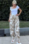 Kahve Yüksek Bel Beli Lastikli Pantolon BCBSK-25700-3548