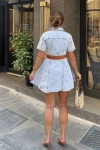 Kar Yıkama Kısa Kollu Mini Dizüstü Denim Elbise BCBSK-25700-KT-0090