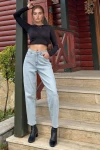Kar Yıkama Yüksek Bel Boyfrıend Denim Pantolon BCBSK-25700-KT0096