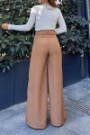 Karamel Yüksek Bel Dar Paça Günlük Pantolon BCBSK-25700-3427