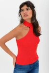 Kırmızı Boyun Detaylı Kolsuz Bluz BCBSK-25700-T4013-1100