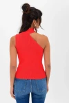 Kırmızı Boyun Detaylı Kolsuz Bluz BCBSK-25700-T4013-1100