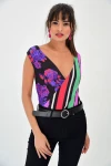 Kırmızı Çift Desenli Kruvaze Body Bluz BCBSK-25700-T4011-1800