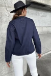 Lacivert Cepli Oversıze Crop Denım Ceket BCBSK-25700-KT00-102