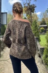 Leopar Yumuşak Dokulu Oversize Bluz BCBSK-25700-3678