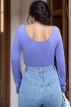 Lila U Yaka Yumuşak Dokulu Basic Bluz BCBSK-25700-3580