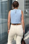 Mavi Bant Kollu Crop Bluz BCBSK-25700-KT0081
