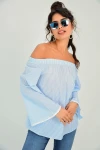 Mavi Dökümlü Oversize Bluz BCBSK-25700-T4010-1550