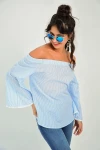 Mavi Dökümlü Oversize Bluz BCBSK-25700-T4010-1550