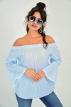Mavi Dökümlü Oversize Bluz BCBSK-25700-T4010-1550