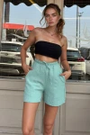 Mint Beli Lastikli Cepli Kendiden Yumuşak Dokulu Salaş Şort BCBSK-25700-3651