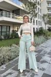 Mint Yüksek Bel Dar Paça Günlük Pantolon BCBSK-25700-3427