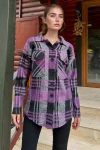Mor Oversize Uzun Kollu Gömlek BCBSK-25700-3685