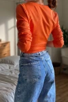 Oranj Kruvaze Kaşkorse Likralı Crop Bluz BCBSK-25700-3324