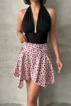 Pembe Asimetrik Kesim Puantiyeli Etek BCHN-2525900