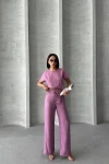 Pembe Crop Bluz Ve Pantolon Alt Üst Takım BCHN-25255057