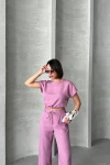 Pembe Crop Bluz Ve Pantolon Alt Üst Takım BCHN-25255057