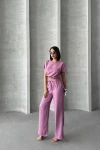 Pembe Crop Bluz Ve Pantolon Alt Üst Takım BCHN-25255057