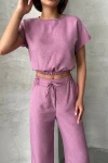 Pembe Crop Bluz Ve Pantolon Alt Üst Takım BCHN-25255057