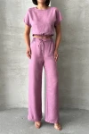 Pembe Crop Bluz Ve Pantolon Alt Üst Takım BCHN-25255057