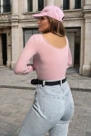 Pembe U Yaka Yumuşak Dokulu Basic Bluz BCBSK-25700-3580