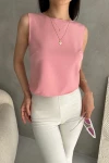 Pudra Sırt Dekolteli Kolsuz Yazlık Bluz BCDF-252188