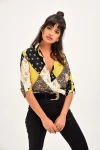 Sarı Color Block Desenli Gömlek BCBSK-25700-T4012-1060