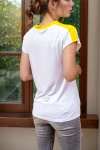 Sarı Color Block Omzu Garnili Tshirt BCBSK-25700-3229