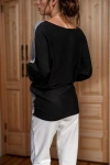 Siyah 3 Bloklu Kayık Yaka Triko Bluz BCBSK-25700-K5924