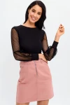 Siyah Bisiklet Yaka Dantel Detaylı Bluz BCBSK-25700-T4006-1720